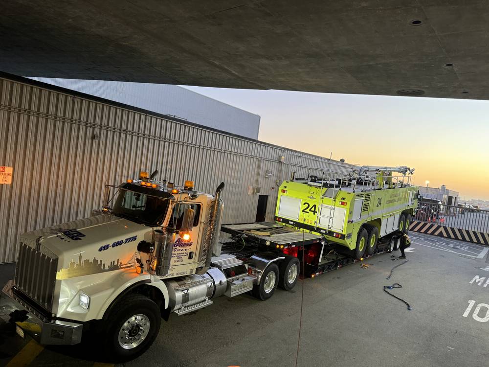 Heavy equipment transport at SFO